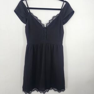 Wayf Black Dress With Lace Accents